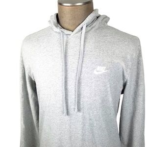 Vintage Nike - Mini Logo Spell Out Hoodie Light Sweatshirt - Blue Tag - L- Gray